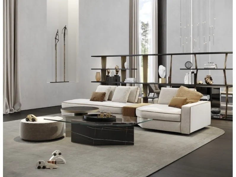 Divano in tessuto con penisola Adone di Reflex