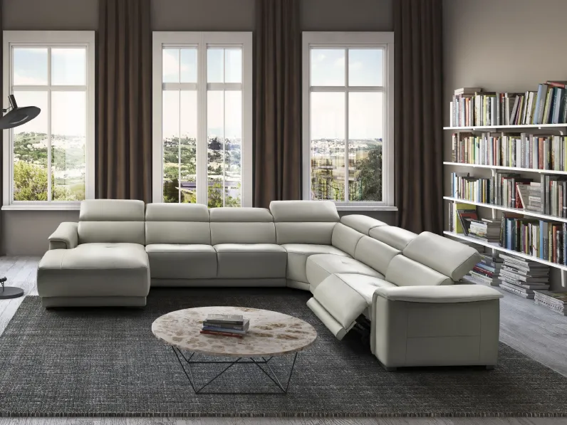 Divano in pelle angolare con penisola Aurelia di Afosofà