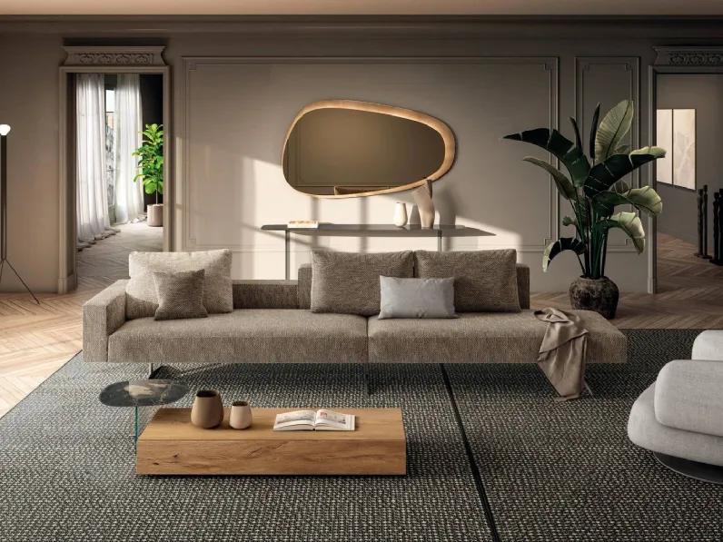 Divano lineare in tessuto Air di Lago