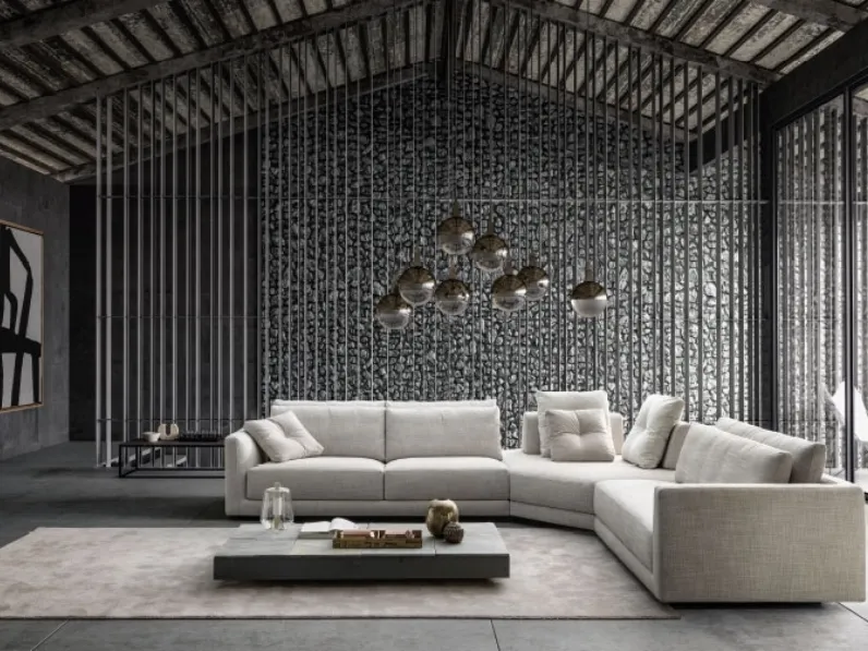 Divano angolare in tessuto caratterizzato dalla doppia cuscinatura degli schienali Alexander di Valentini