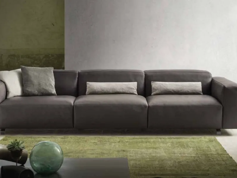 Divano lineare in pelle con schienale regolabile Algarve di Gurian