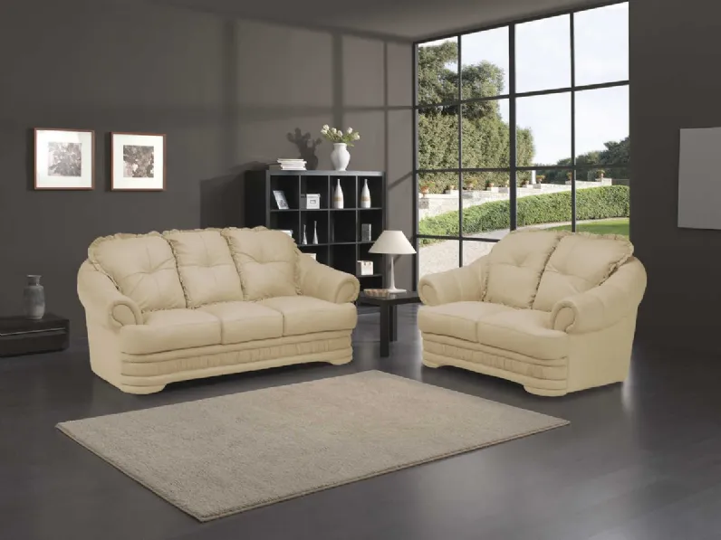 Divano lineare in pelle dalle forme morbide Alì di Polyformitalia 