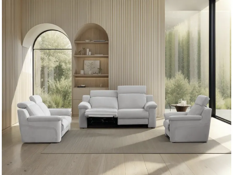 Salotto lineare in microfibra con movimento relax Amalfi di Bruma