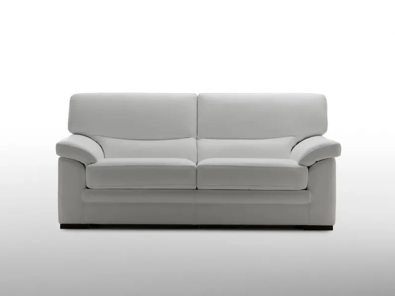 Divano lineare in pelle bianca America di Salvetti