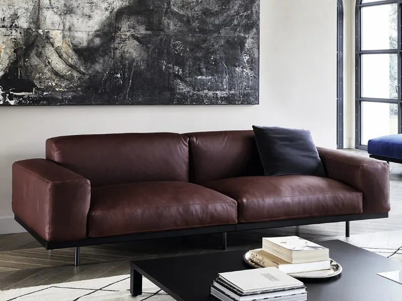Salotto lineare in pelle Naviglio di Arflex