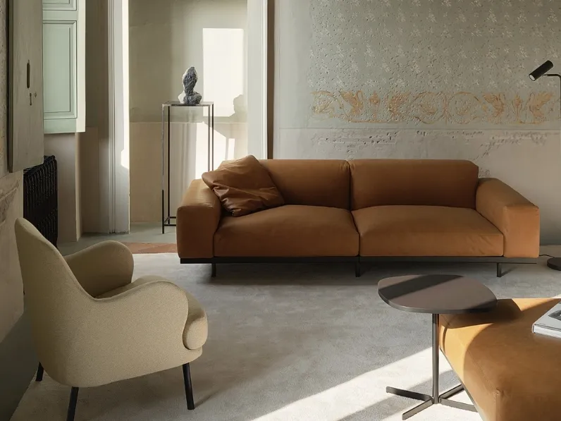 Salotto lineare in pelle Naviglio di Arflex