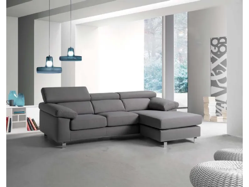 Divano in tessuto con penisola Argo di Salvetti