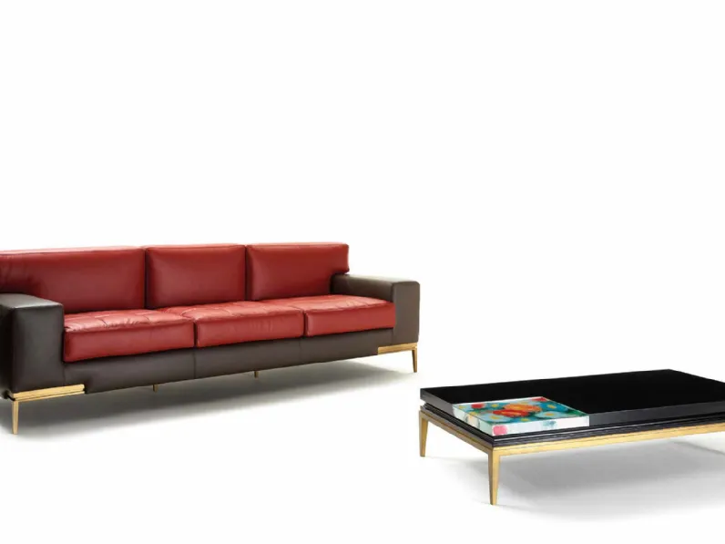 Divano lineare in pelle Art X010 di Vittorio Grifoni