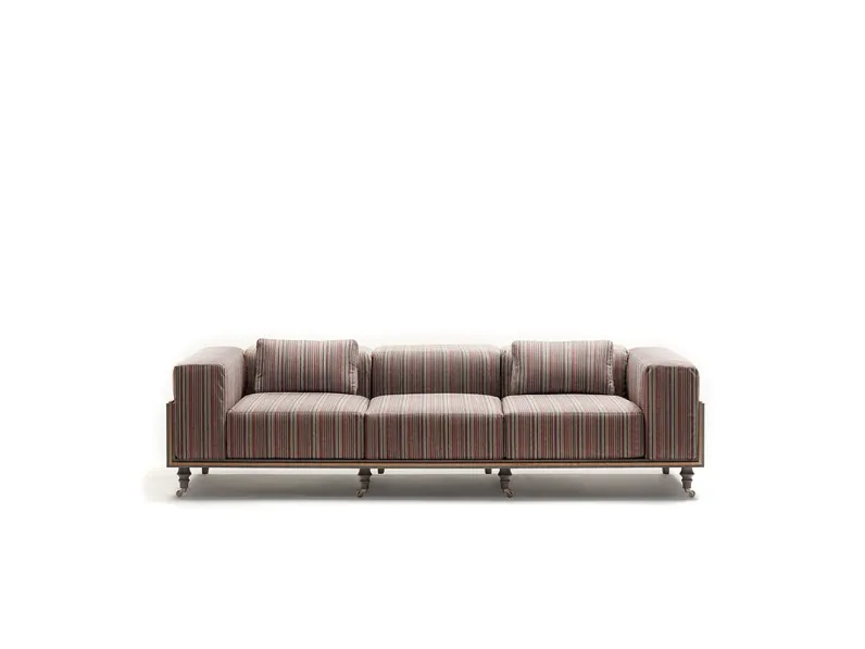 Divano lineare in tessuto a righe su ruote Art X013 di Vittorio Grifoni