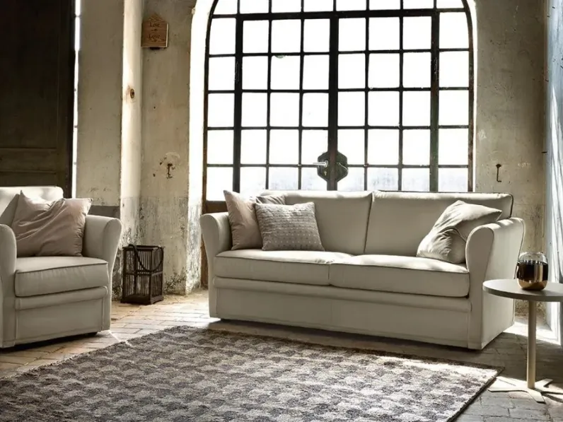 Divano lineare in tessuto Asterix di Spagnol Salotti