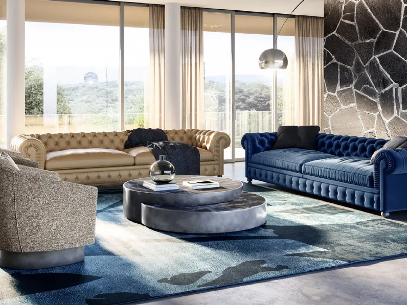 Divano lineare Atelier 774D in tessuto o pelle di Andrea Fanfani