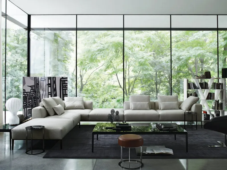 Divano angolare in tessuto Michel Effe di B&B Italia