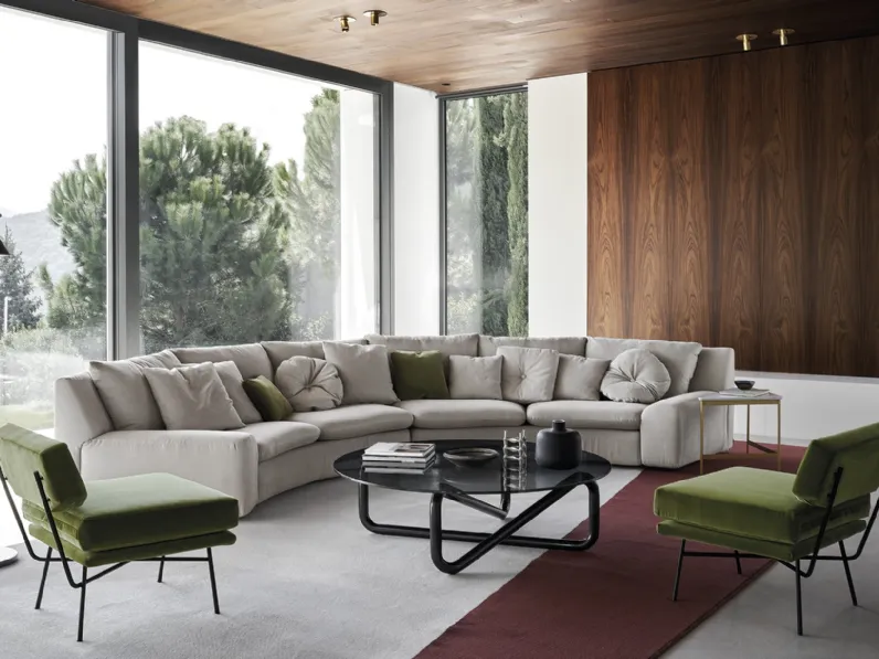 Divano semicircolare in tessuto grigio Ben Ben di Arflex