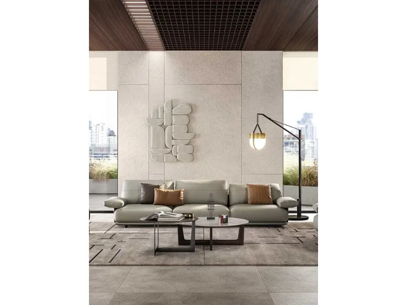 Divano lineare in pelle Blisscape di Poltrona Frau