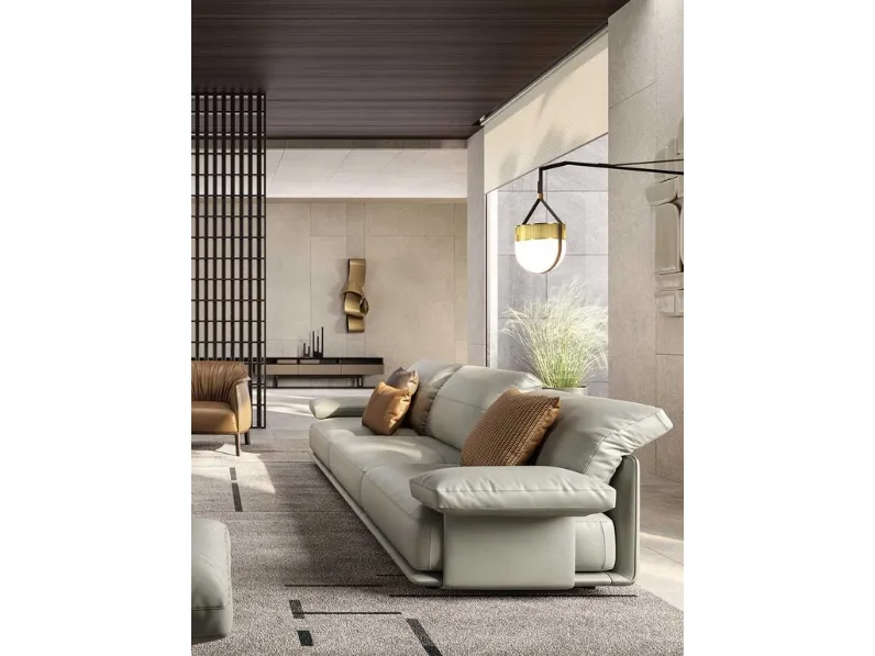 Divano lineare in pelle Blisscape di Poltrona Frau