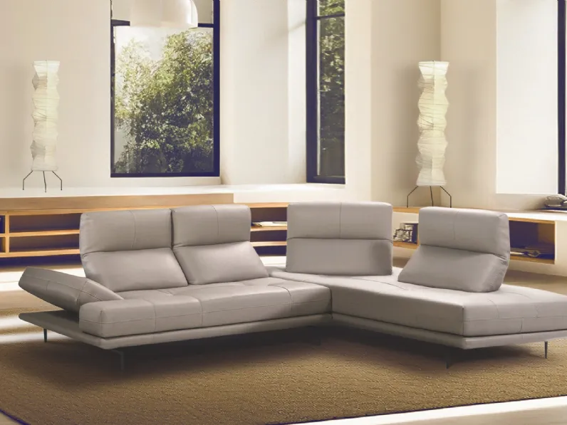 Divano angolare in pelle con profondità della seduta regolabile Boero di Calia