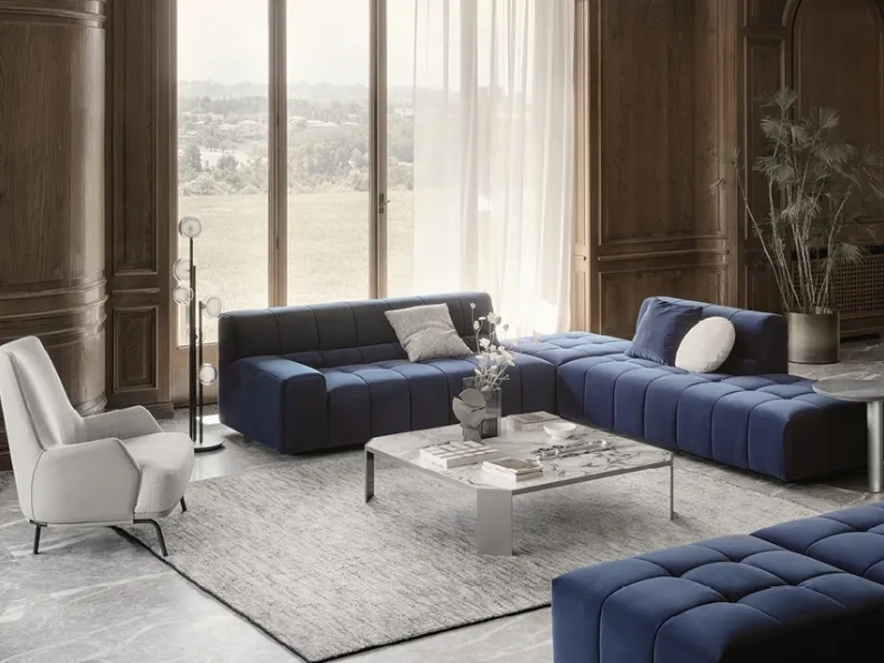 Divano angolare in tessuto trapuntato Bric di Nicoline