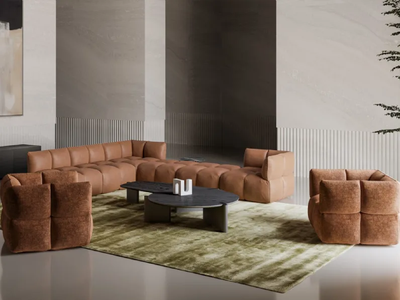 Divano angolare in pelle Brik di Bonaldo