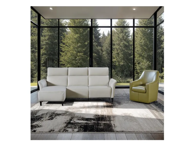 Salotto in pelle con penisola Bilbao di Bruma