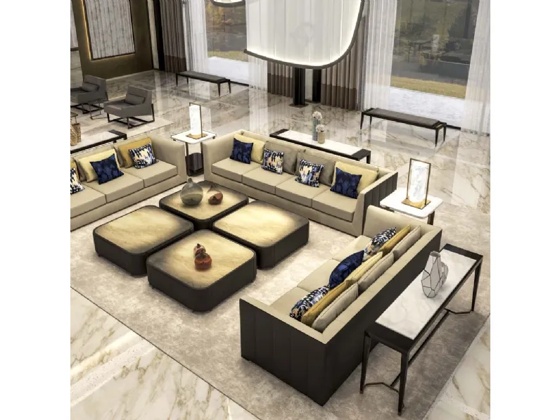 Divano lineare in tessuto Westminster di Busatto