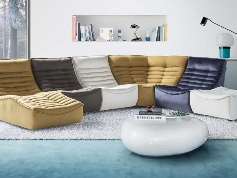 Divano in microfibra modulare angolare con penisola Fox Trot di Calia