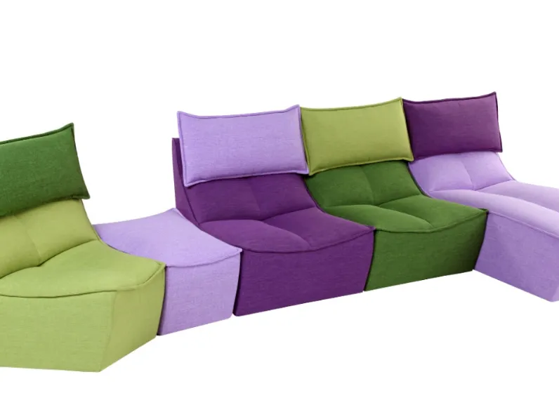 Divano componibile in tessuto con penisola Hip Hop di Calia