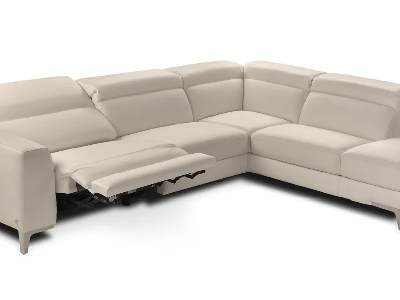 Divano in pelle ad angolo con movimento relax Raoul di Calia