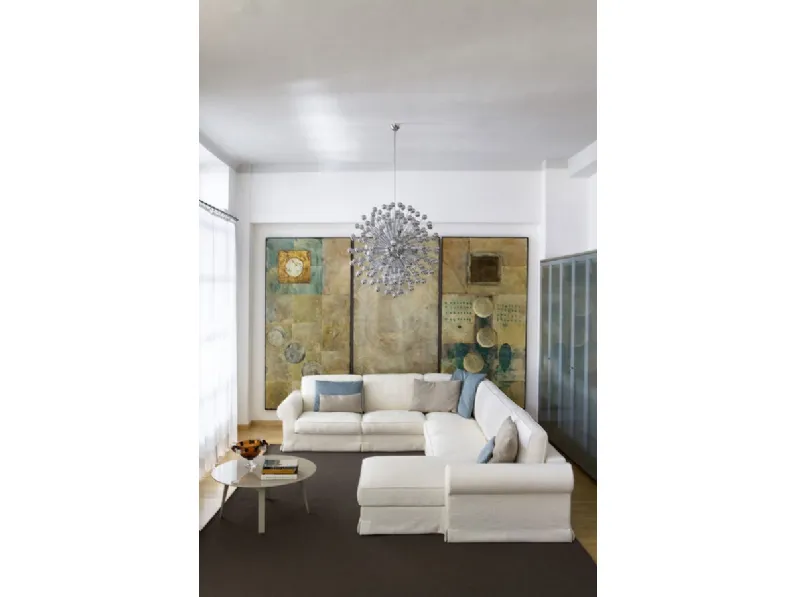 Divano classico angolare con penisola in tessuto imbottito Cambridge di Swan