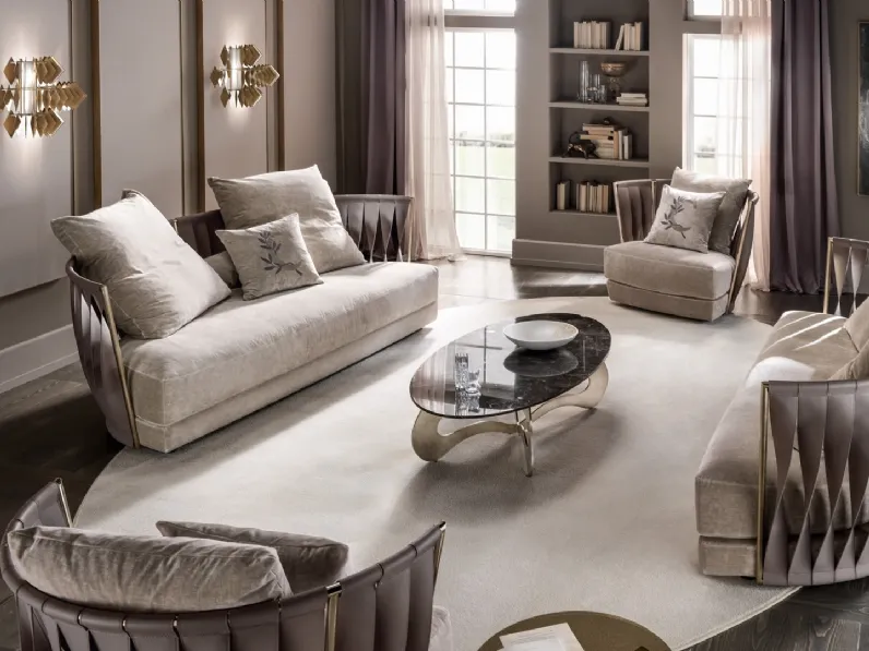 Divano in pelle e tessuto Twist di Cantori