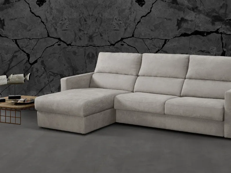 Divano Letto in tessuto con penisola Cecco di Excò