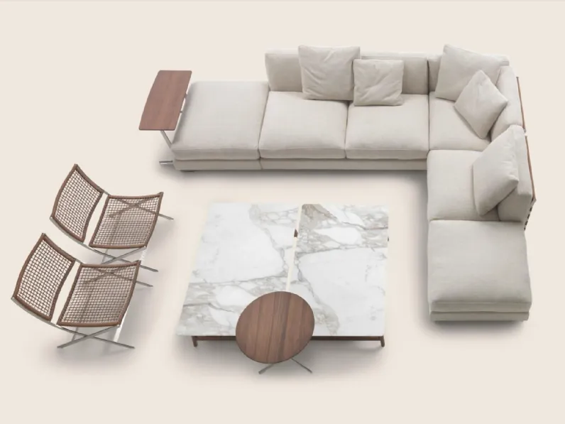 Divano ad angolo in tessuto Cestone di Flexform