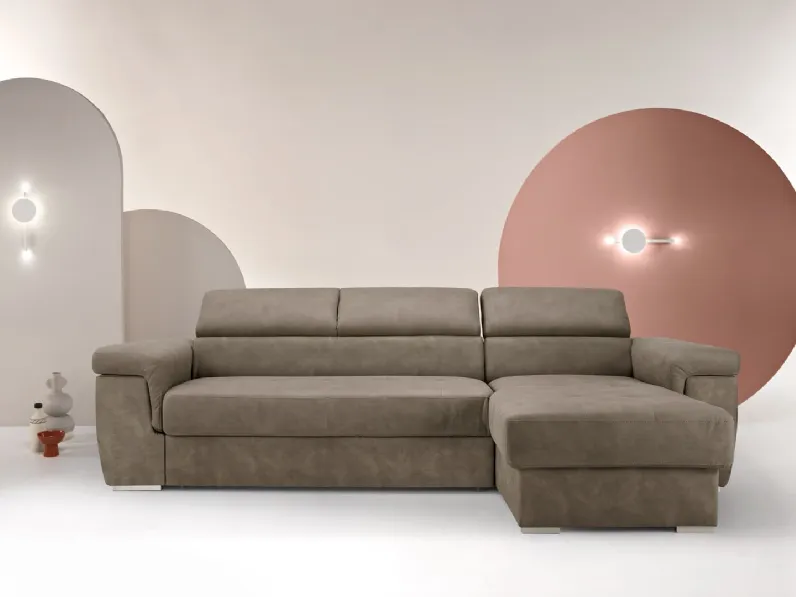Divano in nabuk con penisola Comfort di Ikone Casa