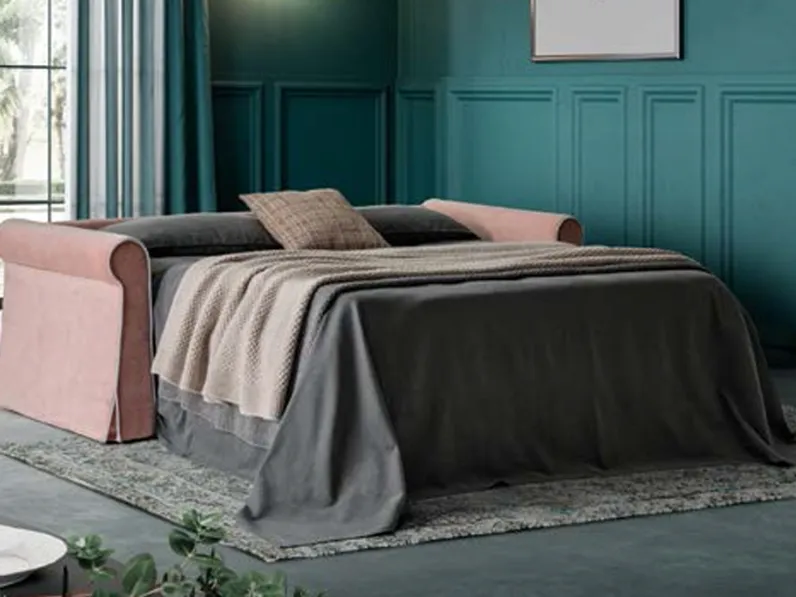 Divano letto matrimoniale Agatha in tessuto di Confort Line