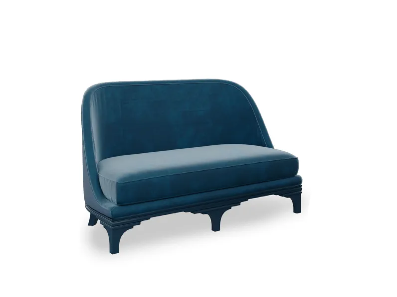 Divano dal design pulito ed originale in tessuto con struttura in legno Duke di Cortezari