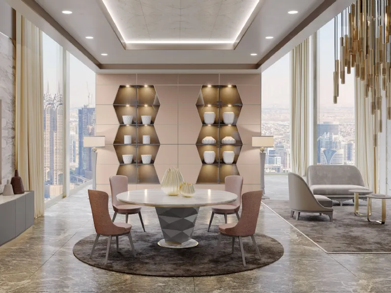 Divano dal design pulito ed originale in tessuto con struttura in legno Duke di Cortezari