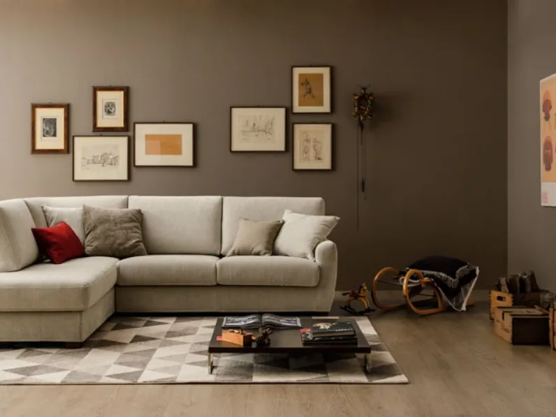 Divano moderno angolare in tessuto Dalì di Art Salotti