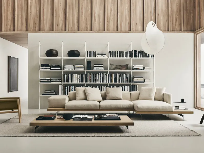 Divano Dock versione alta in tessuto con penisola di B&B Italia