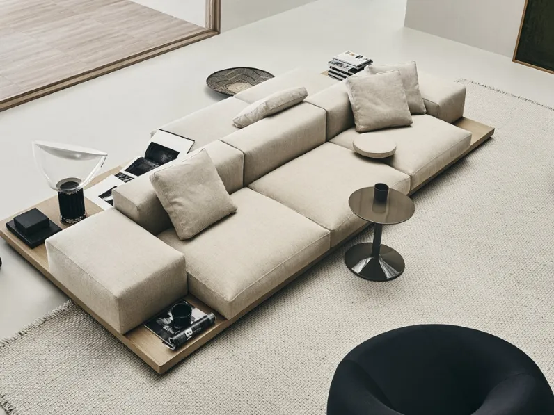 Divano lineare bifacciale Dock versione bassa in tessuto di B&B Italia