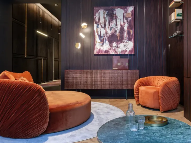 Salotto in velluto Drapé Round di Laura Meroni