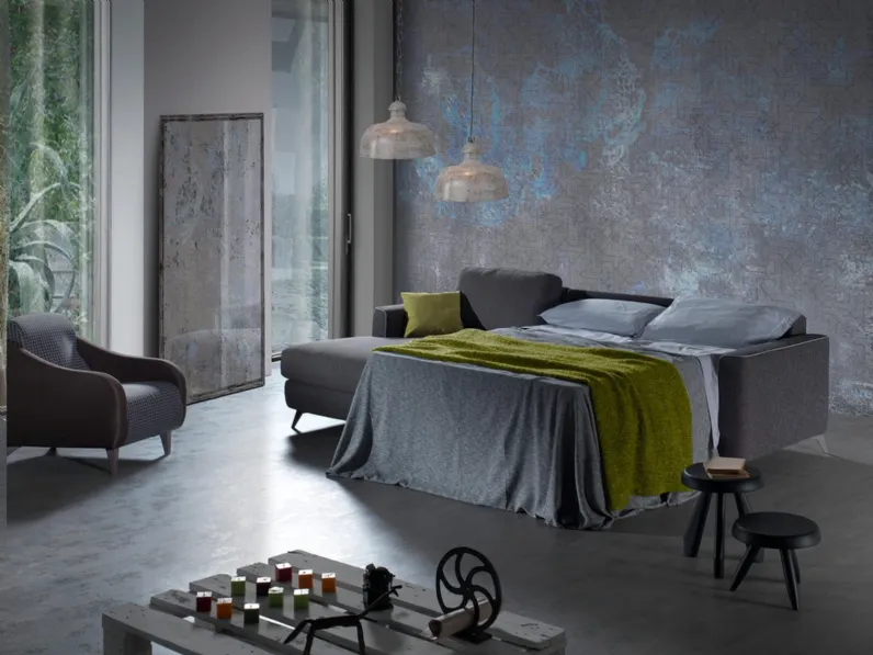 Divano Letto in tessuto con penisola Eclisse di Vitarelax