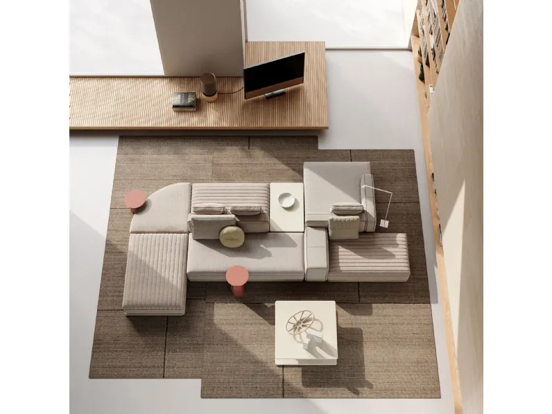 Divano bifacciale con penisola Eddie Double di Frigerio