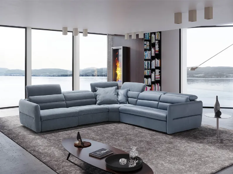 Divano Letto angolare in tessuto e pelle Mixtape di Egoitaliano