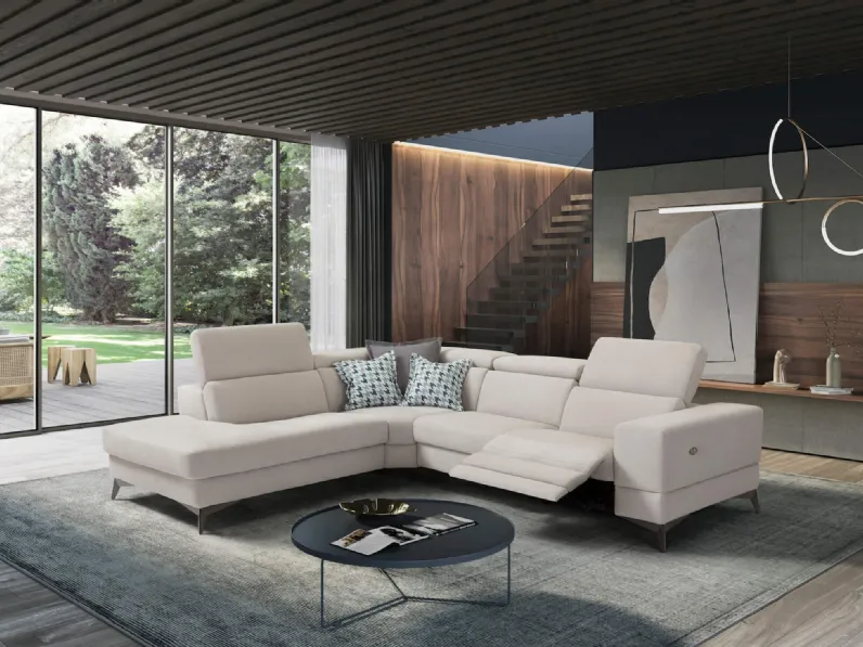 Divano relax angolare in tessuto Eos di Sofangel