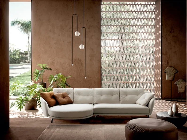 Divano in tessuto con penisola dalla forma tonda Ethos di Valentini