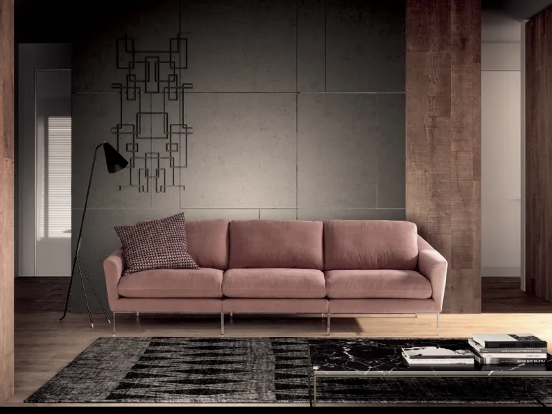 Divano lineare in tessuto a tre posti Fabula di Dhome