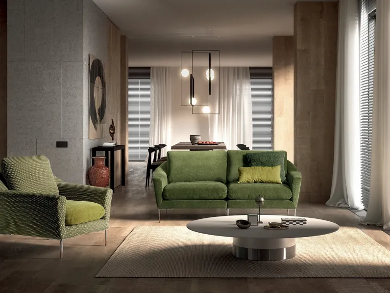 Divano lineare in tessuto a due posti Fabula di Dhome