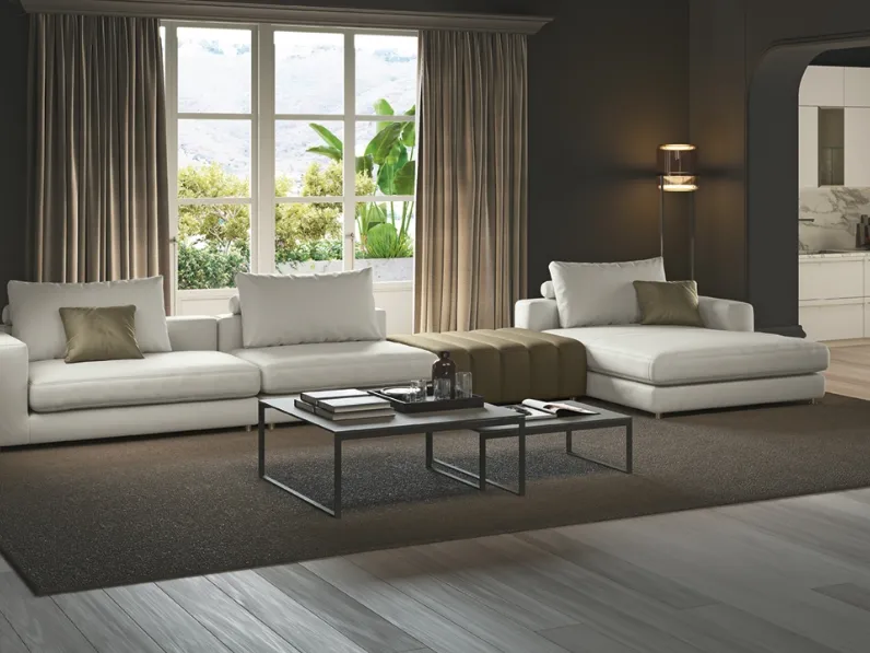 Divano in pelle con penisola Louvre di Febal Casa