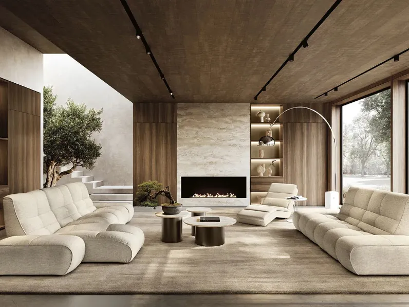 Salotto con penisola Melrose di Febal Casa