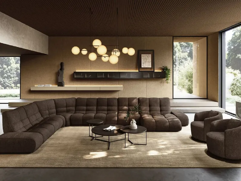 Salotto con penisola Melrose di Febal Casa