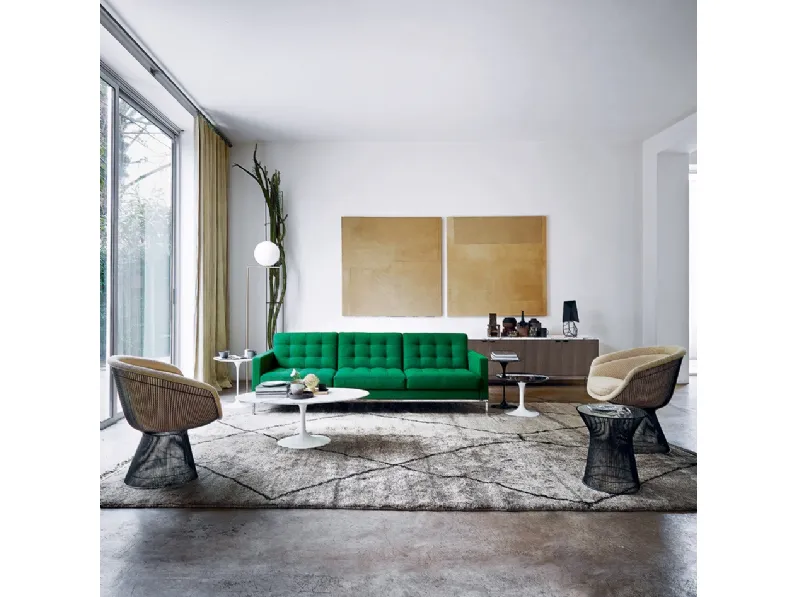 Divano lineare in tessuto Verde Florence Knoll Collection di Knoll